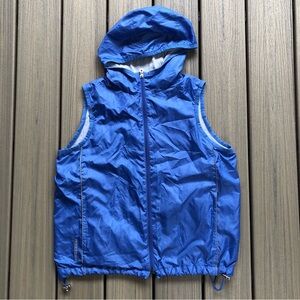 Lauren Ralph Lauren Blue Zip Front Sleeveless Hooded Lined Windbreaker Size M